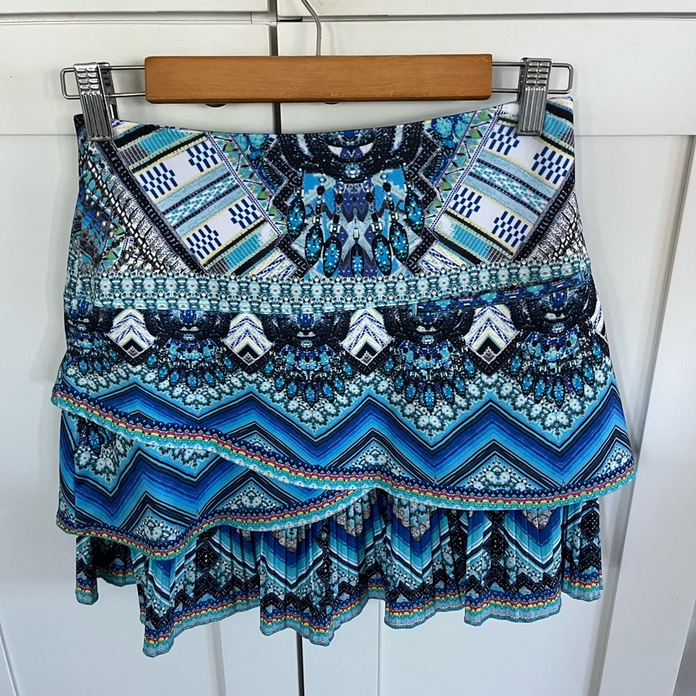 Lucky in Love Asymmetrical Blue Patterned active Skirt